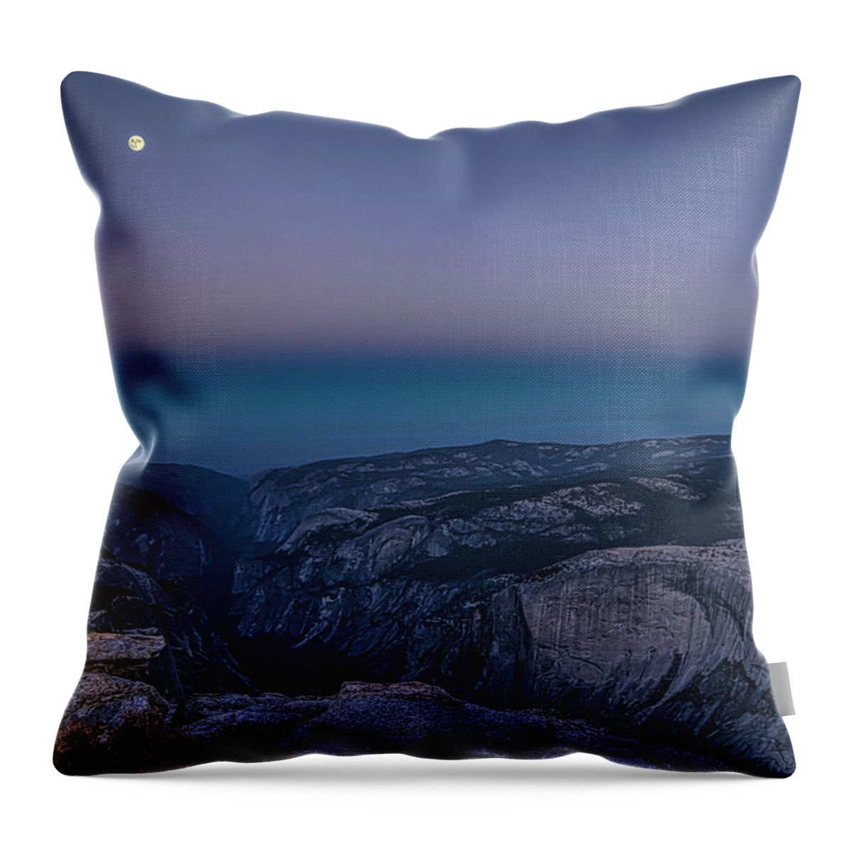 Landscape Throw Pillow featuring the photograph Full Moon Blue Hour at Clouds Rest by Romeo Victor