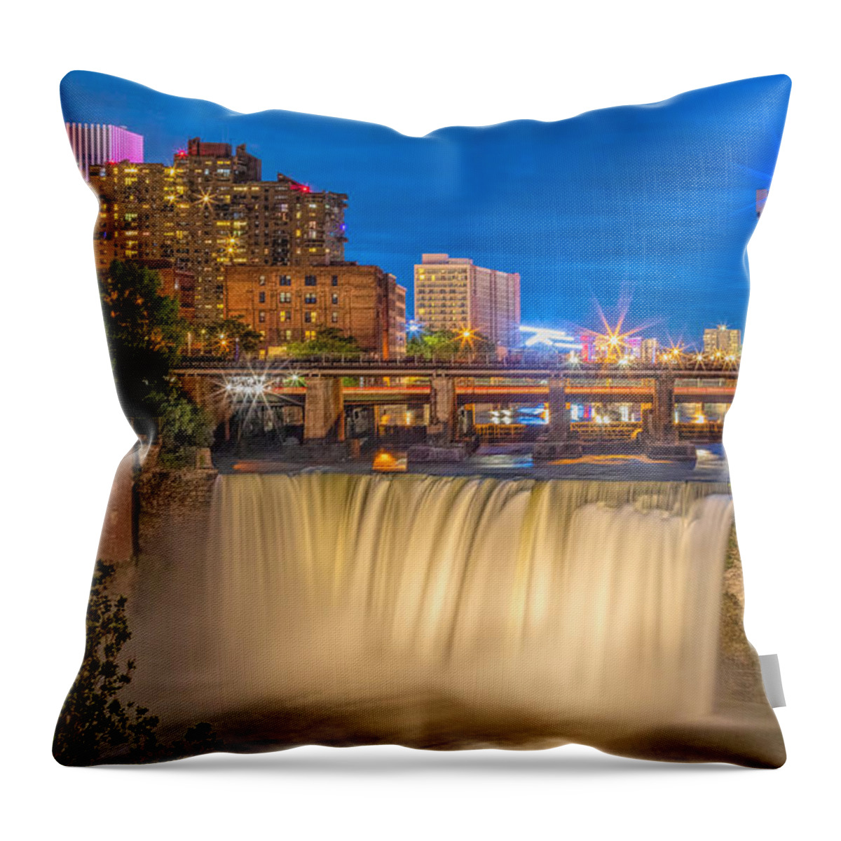 Waterfalls Throw Pillow featuring the photograph Blue Hour Falls by Rod Best