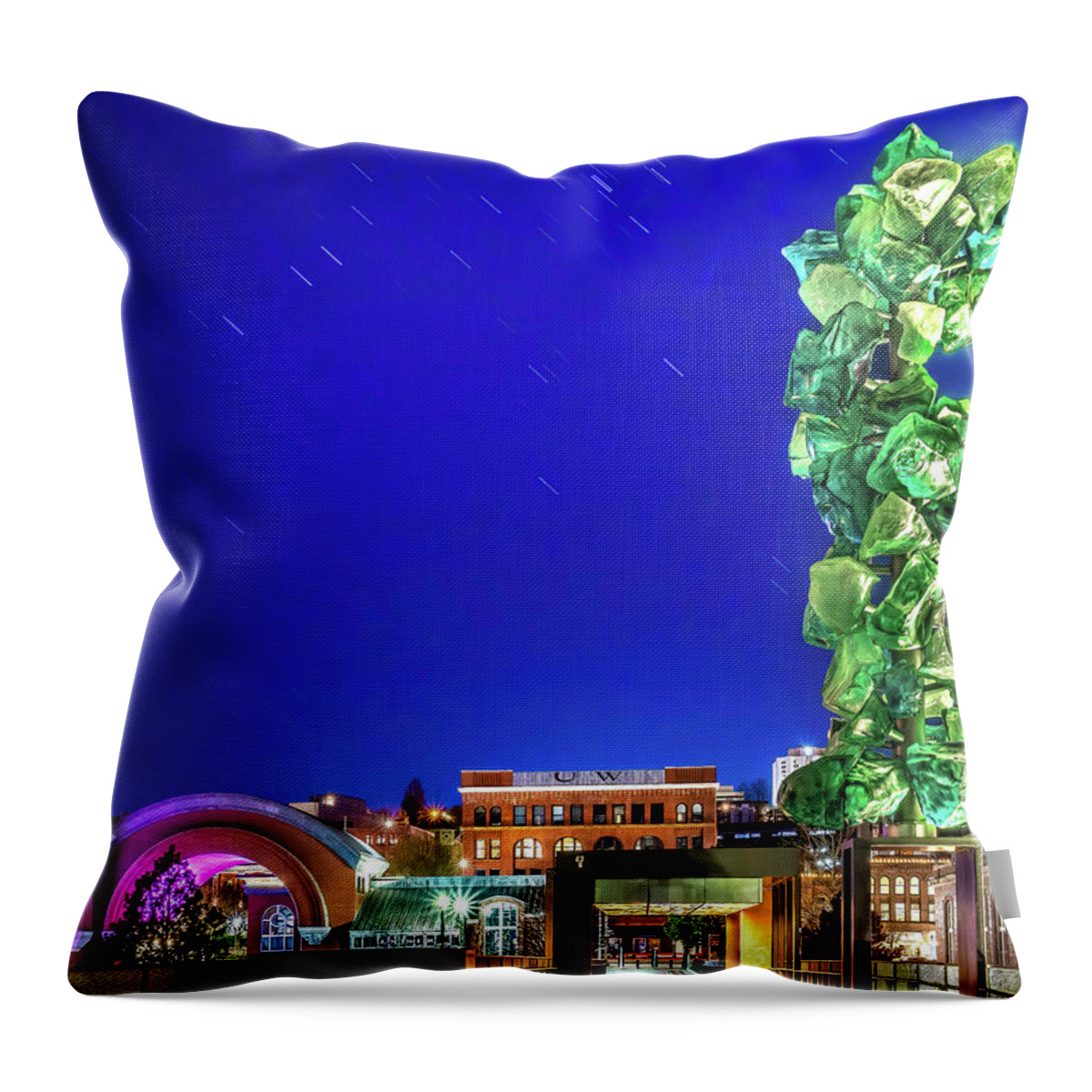 Blue Throw Pillow featuring the photograph Blue Hour on the MOG Pedestrian Bridge by Rob Green