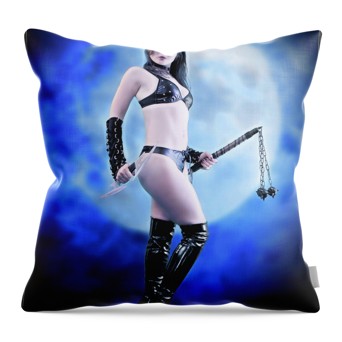 Blue Throw Pillow featuring the photograph Blue Moon Guardian by Jon Volden