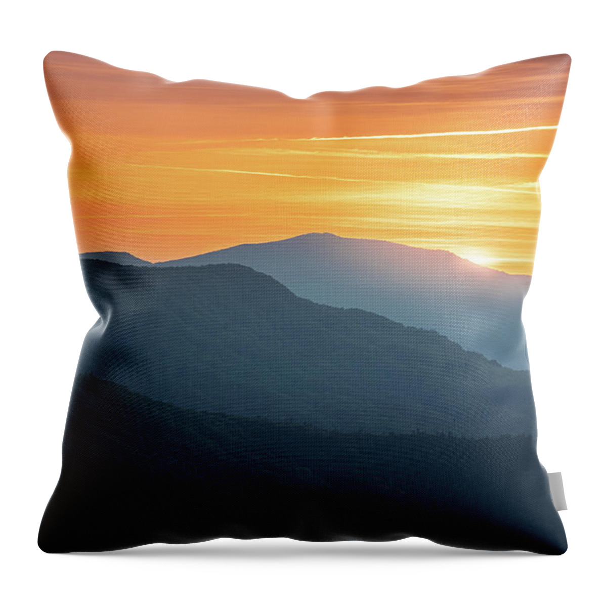 Linville Gorge Throw Pillow featuring the photograph Blue ridge Mountains Linville Gorge Hawksbill Mountain North Carolina by Jordan Hill