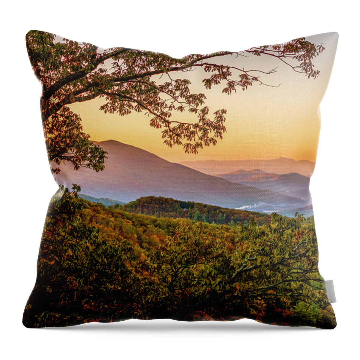 Landscape Throw Pillow featuring the photograph Waking Up Blue Ridge Parkway by Rachel Morrison