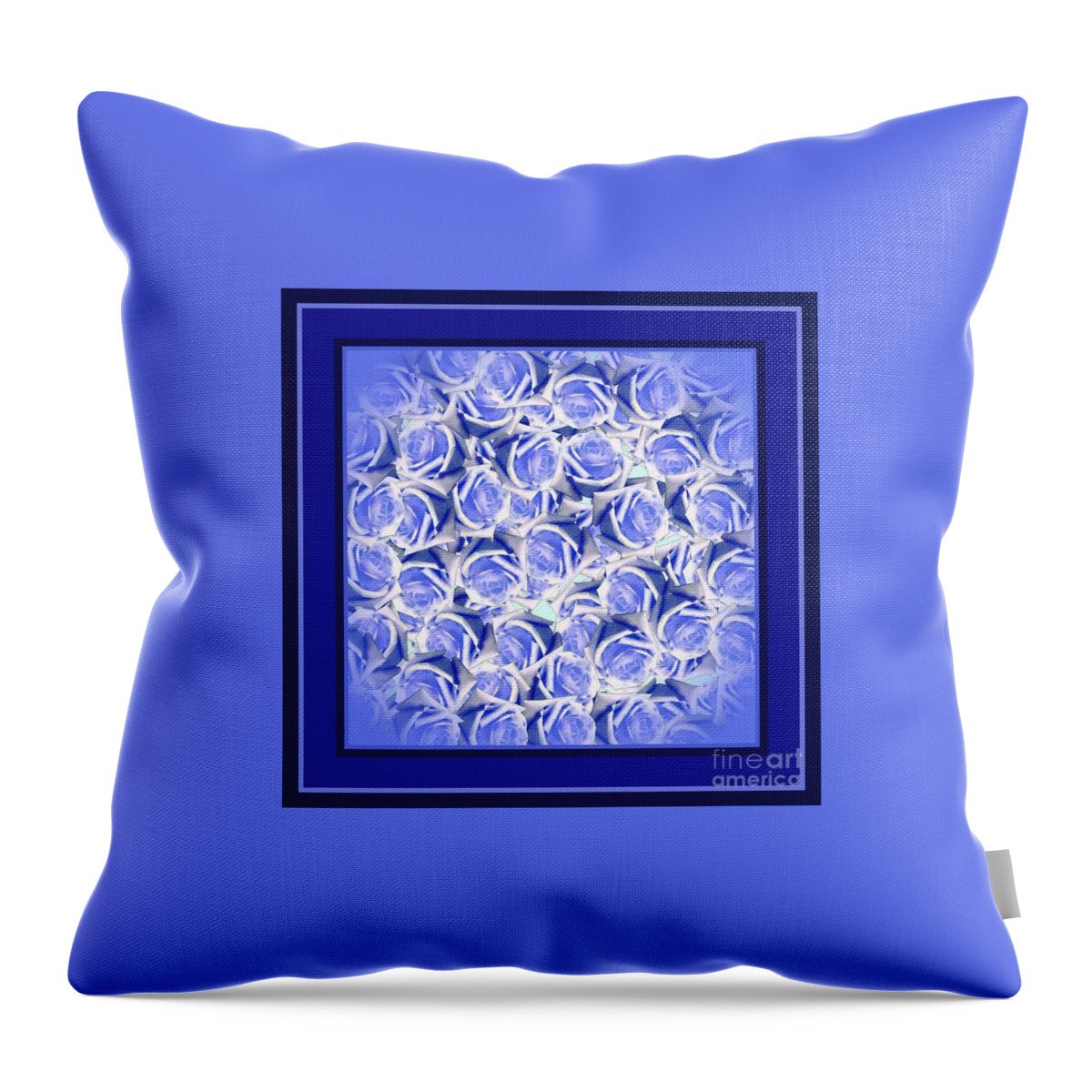 Blue Throw Pillow featuring the digital art Blue Roses 2020 Trending Color by Delynn Addams