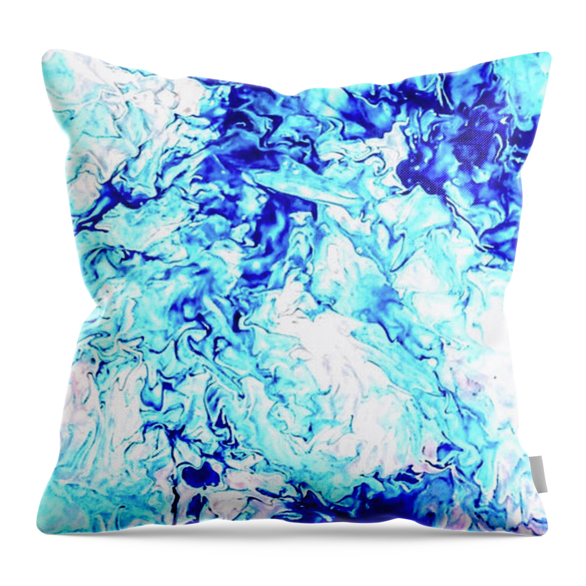 Blue Water Throw Pillow featuring the painting Blue Showers by Anna Adams