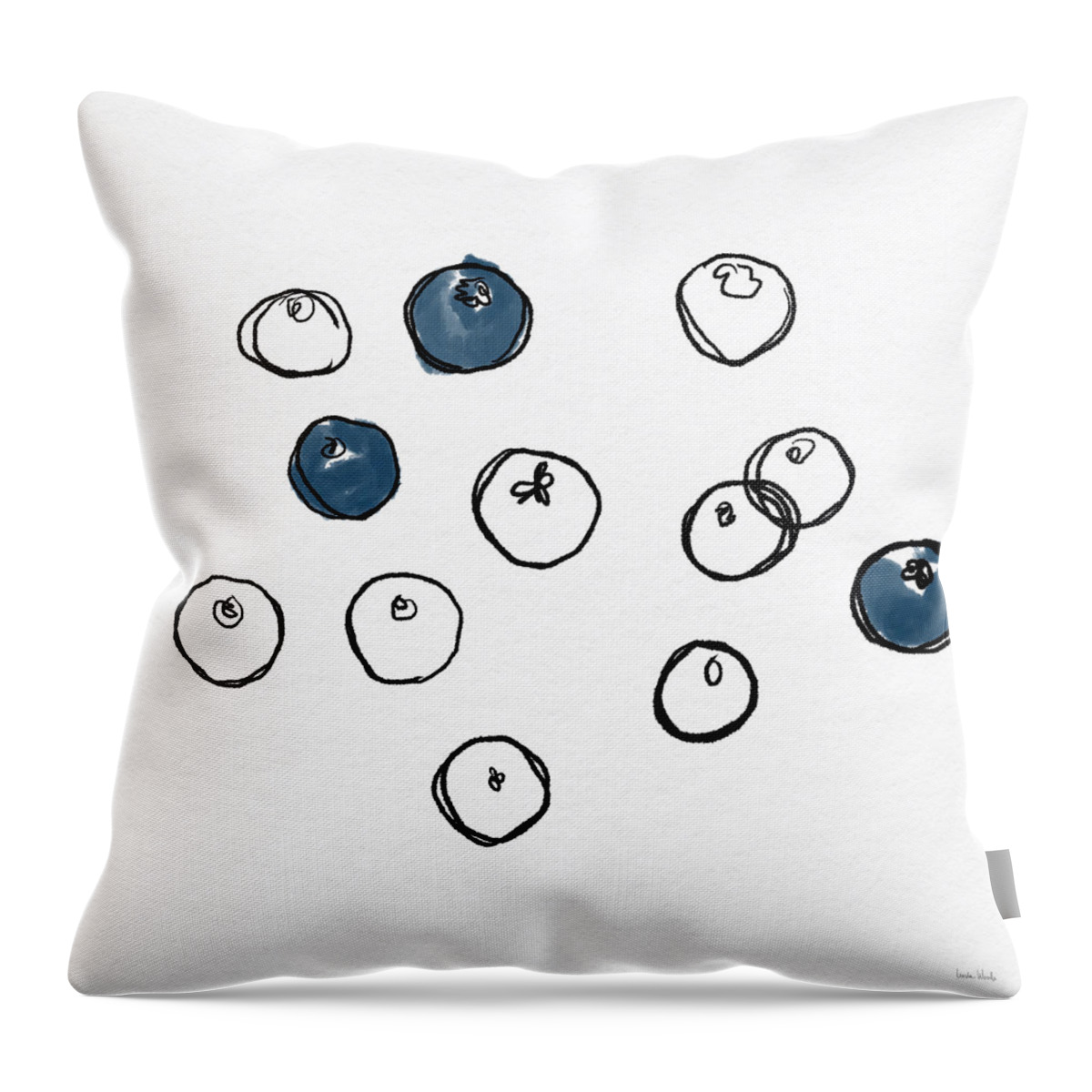 Naive Line Drawing Throw Pillow featuring the mixed media Blueberry Sketch- Art by Linda Woods by Linda Woods