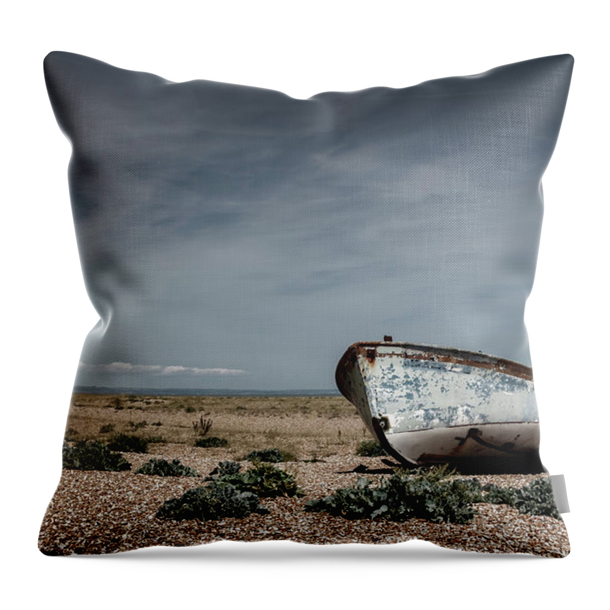 Dungeness Throw Pillow featuring the photograph Boat On A Beach by Rick Deacon