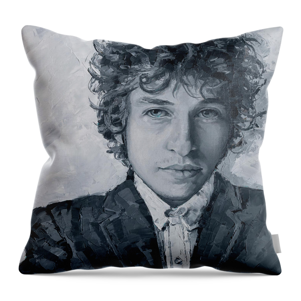 Dylan Throw Pillow featuring the painting Bob Dylan, 2020 by PJ Kirk