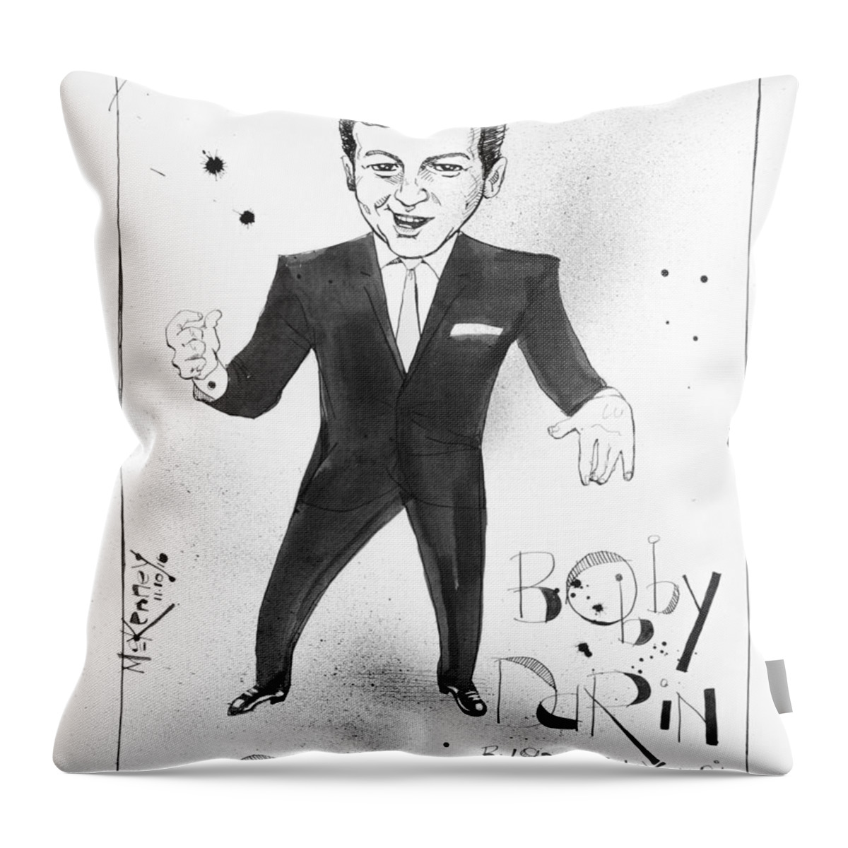  Throw Pillow featuring the drawing Bobby Darin by Phil Mckenney