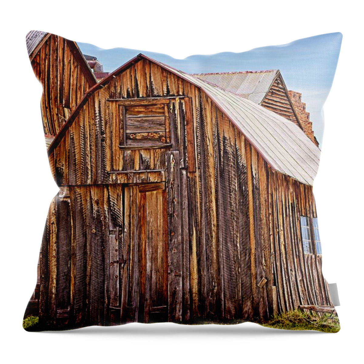 Famous Place Throw Pillow featuring the photograph Bodie Buildings by David Desautel