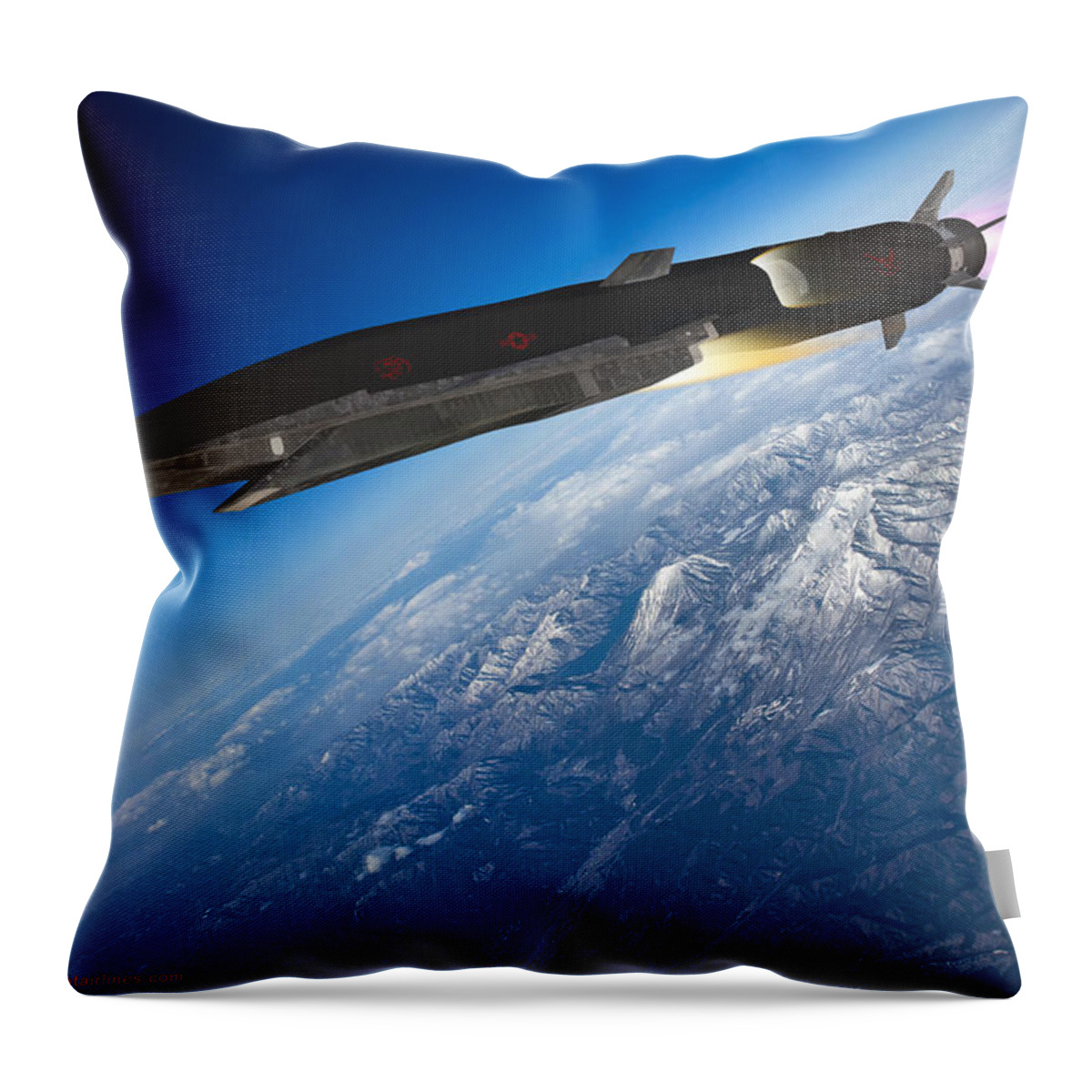 Boeing Throw Pillow featuring the digital art Boeing X-51 Waverider 2 by Custom Aviation Art