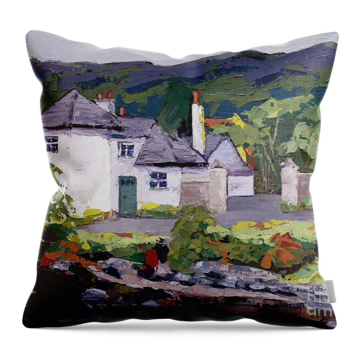 Oil Painting Throw Pillow featuring the painting Bona Lighthouse, 2015 by PJ Kirk