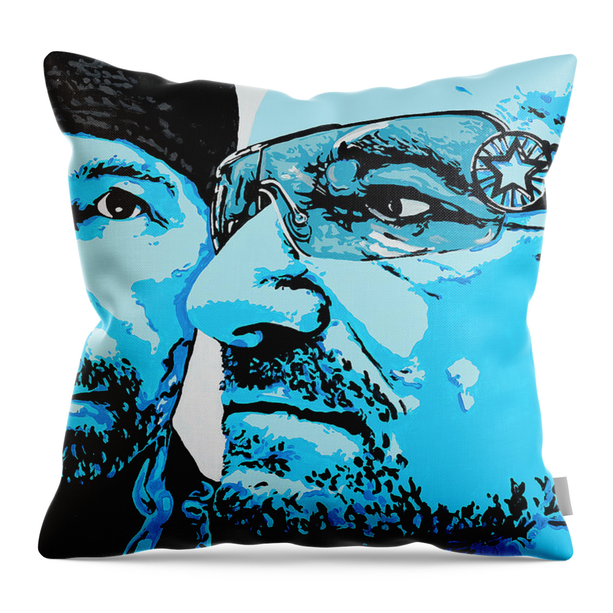 Bono Throw Pillow featuring the painting The Edge and Bono by Steve Follman