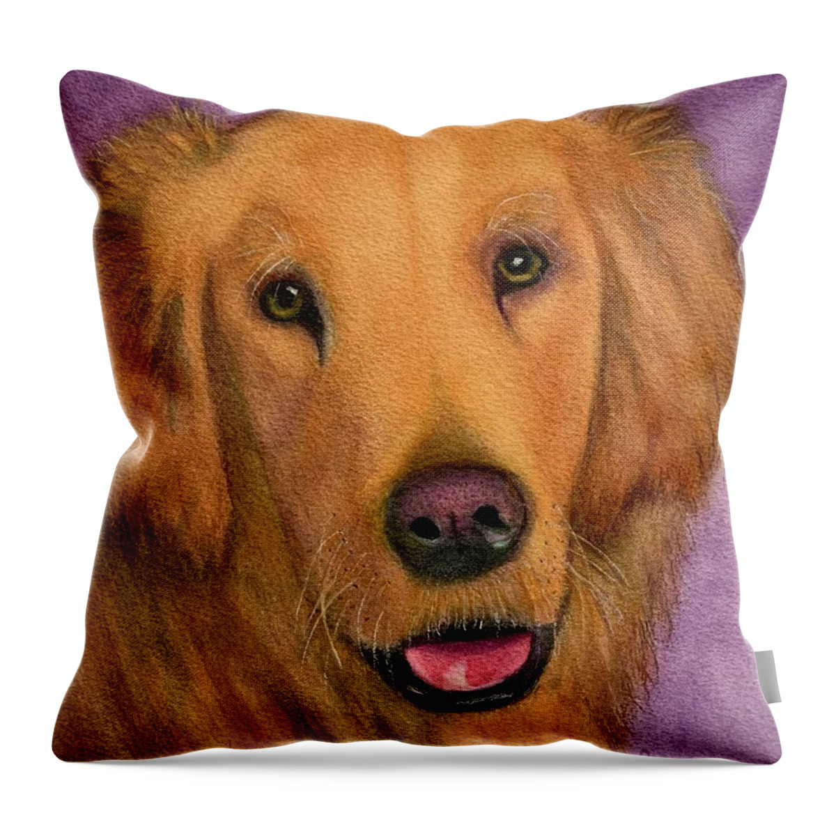 Golden Retriever Throw Pillow featuring the painting Boone by Sue Carmony