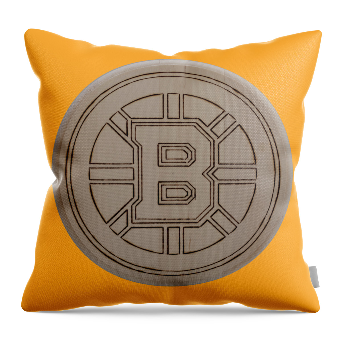 Pyrography Throw Pillow featuring the pyrography Boston Bruins est 1924 - Original Six by Sean Connolly
