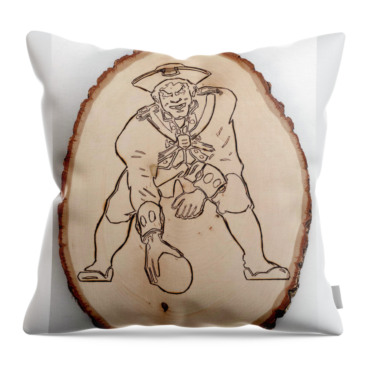 Pyrography Throw Pillow featuring the pyrography Boston Patriots est 1960 by Sean Connolly