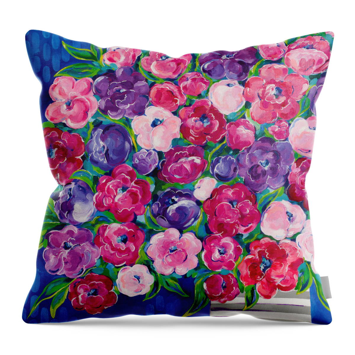 Flower Bouquet Throw Pillow featuring the painting Bountiful by Beth Ann Scott
