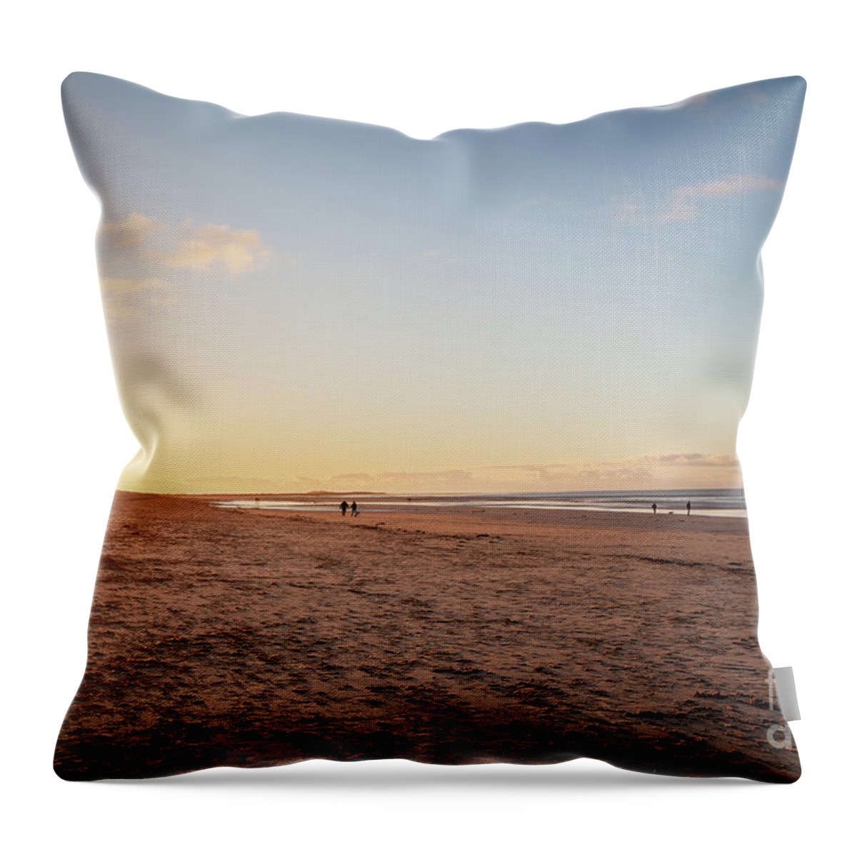 Brancaster Throw Pillow featuring the photograph Brancaster Beach North Norfolk at sunset by Simon Bratt
