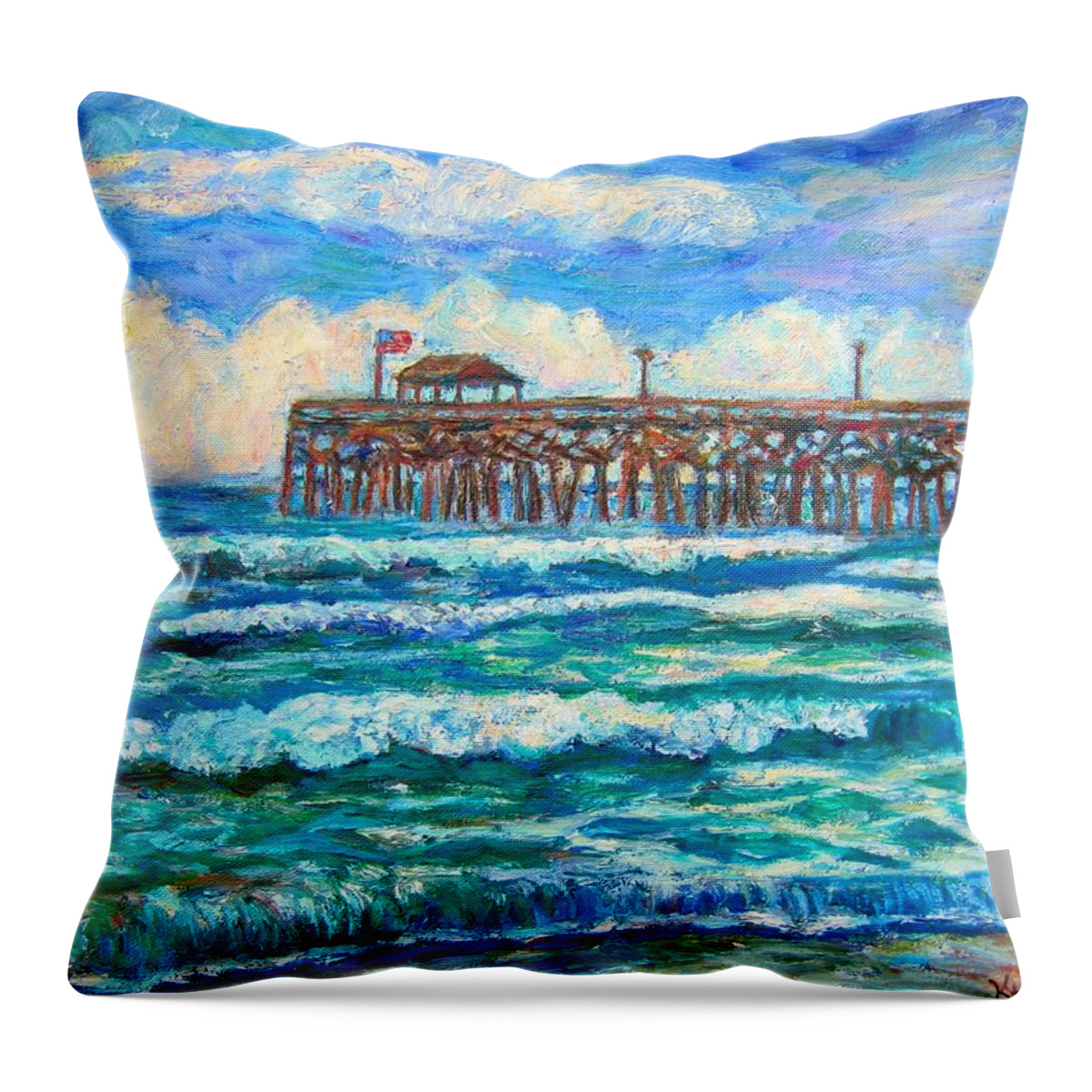 Shore Scenes Throw Pillow featuring the painting Breakers at Pawleys Island by Kendall Kessler