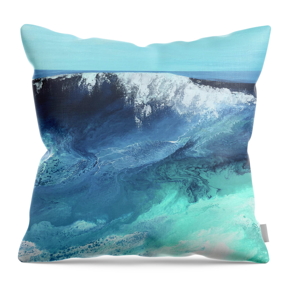 Breaking Throw Pillow featuring the mixed media Breaking Wave by Linda Bailey