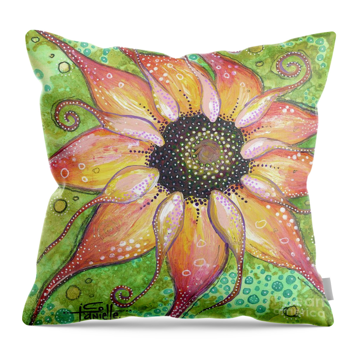 Sunflower Painting Throw Pillow featuring the painting Breathe In the New You by Tanielle Childers