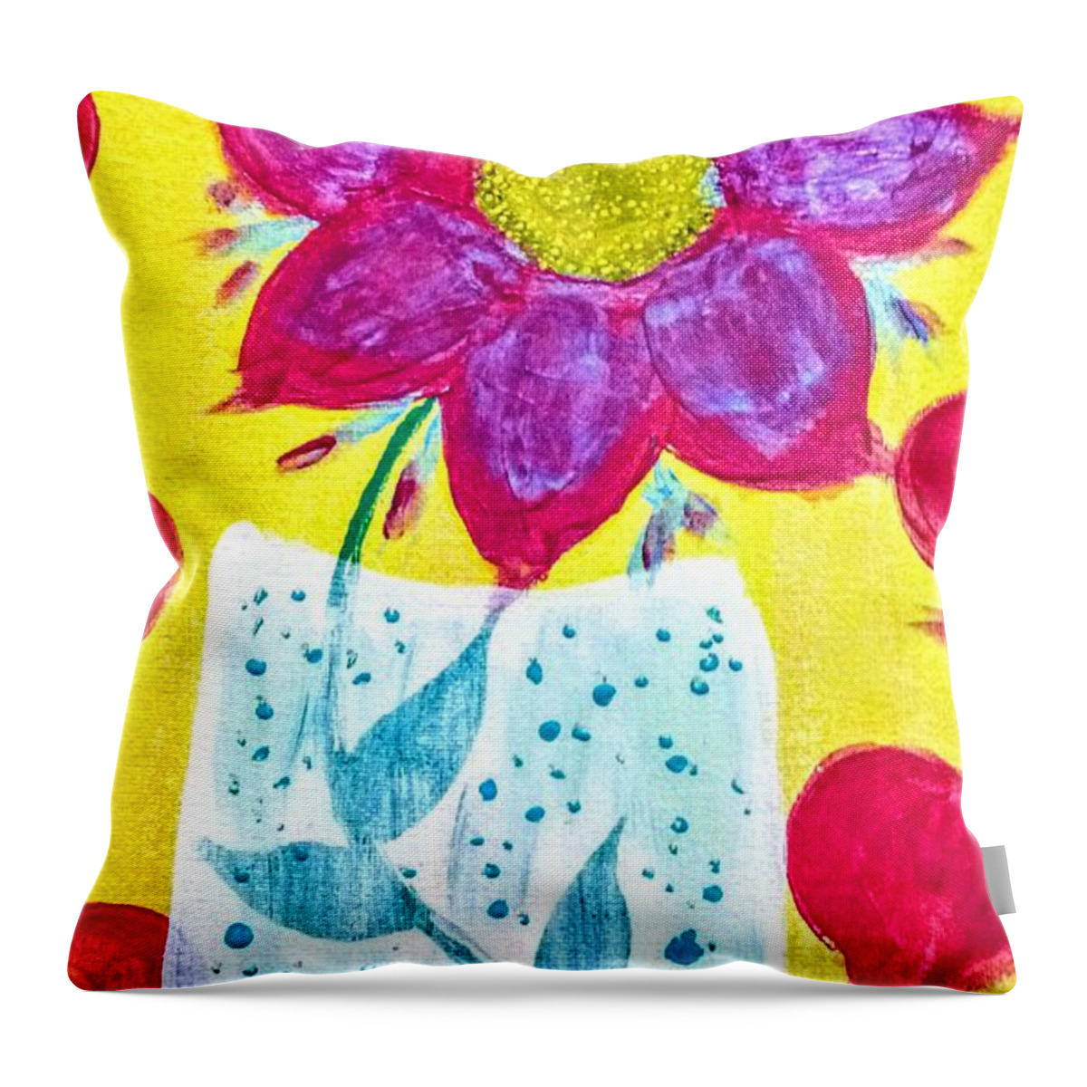 Flower Throw Pillow featuring the painting Bright Flower by Anna Adams