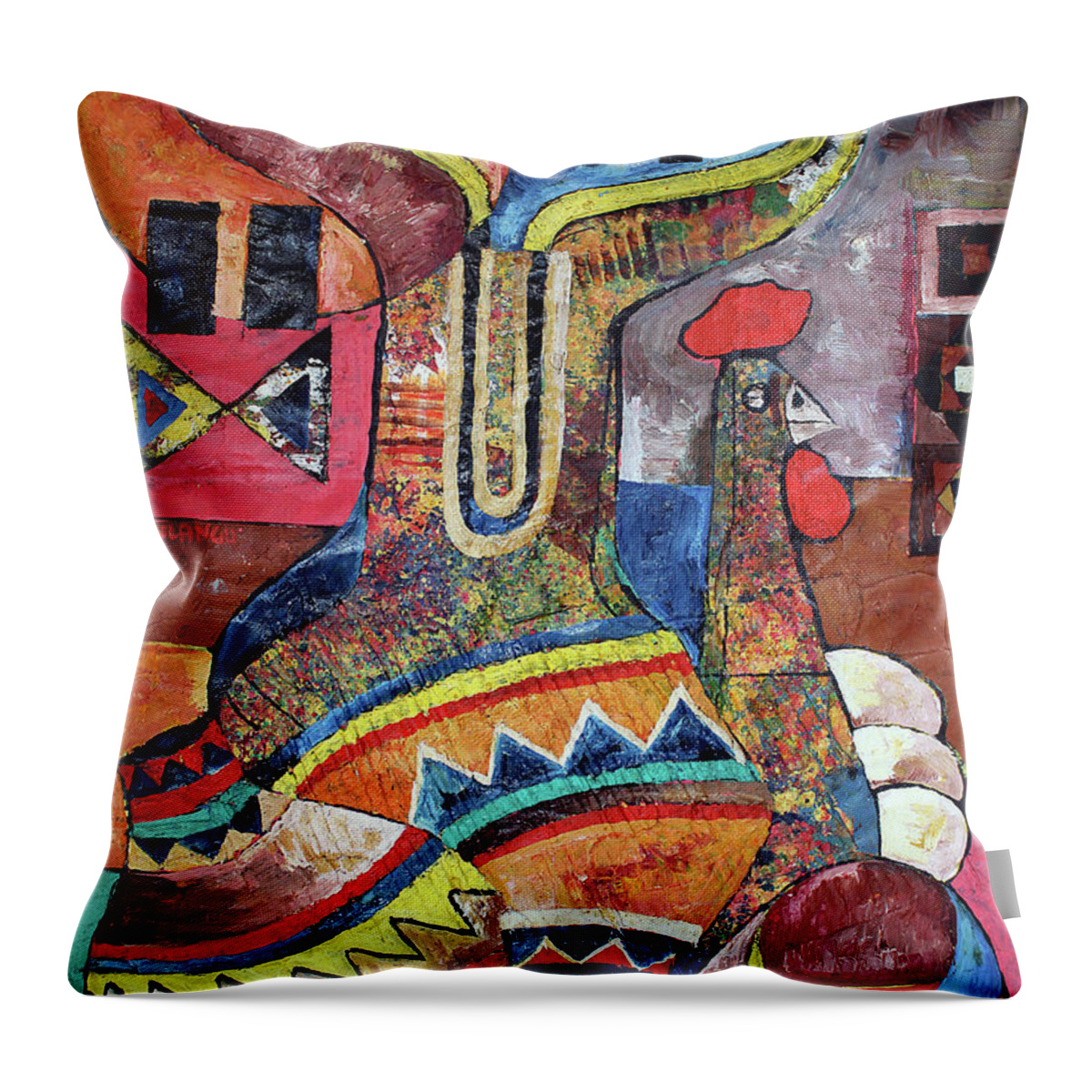  Throw Pillow featuring the painting Bright Sunny Day by Speelman Mahlangu