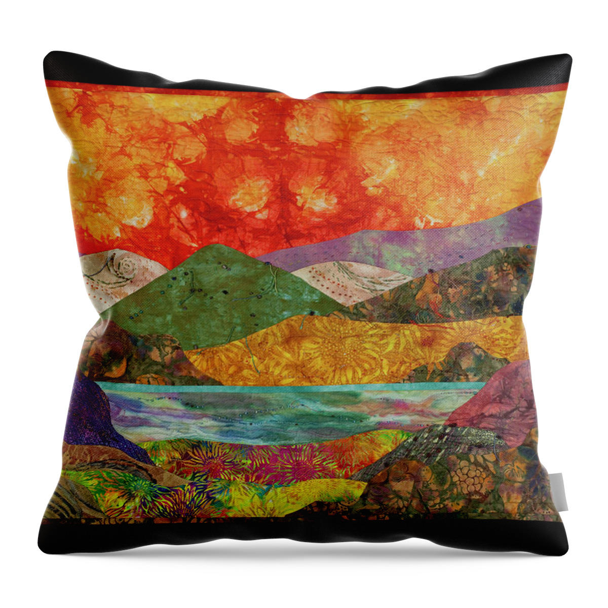Fiber Art Throw Pillow featuring the mixed media Brilliant Sky by Vivian Aumond