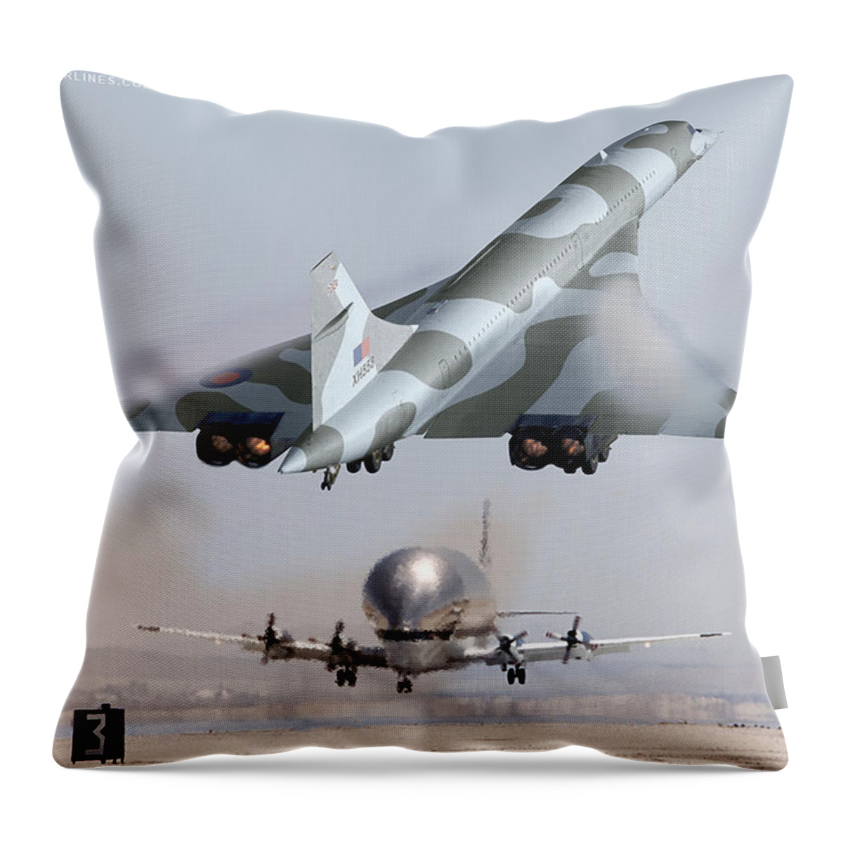 Aérospatiale Throw Pillow featuring the digital art British RAF SST by Custom Aviation Art