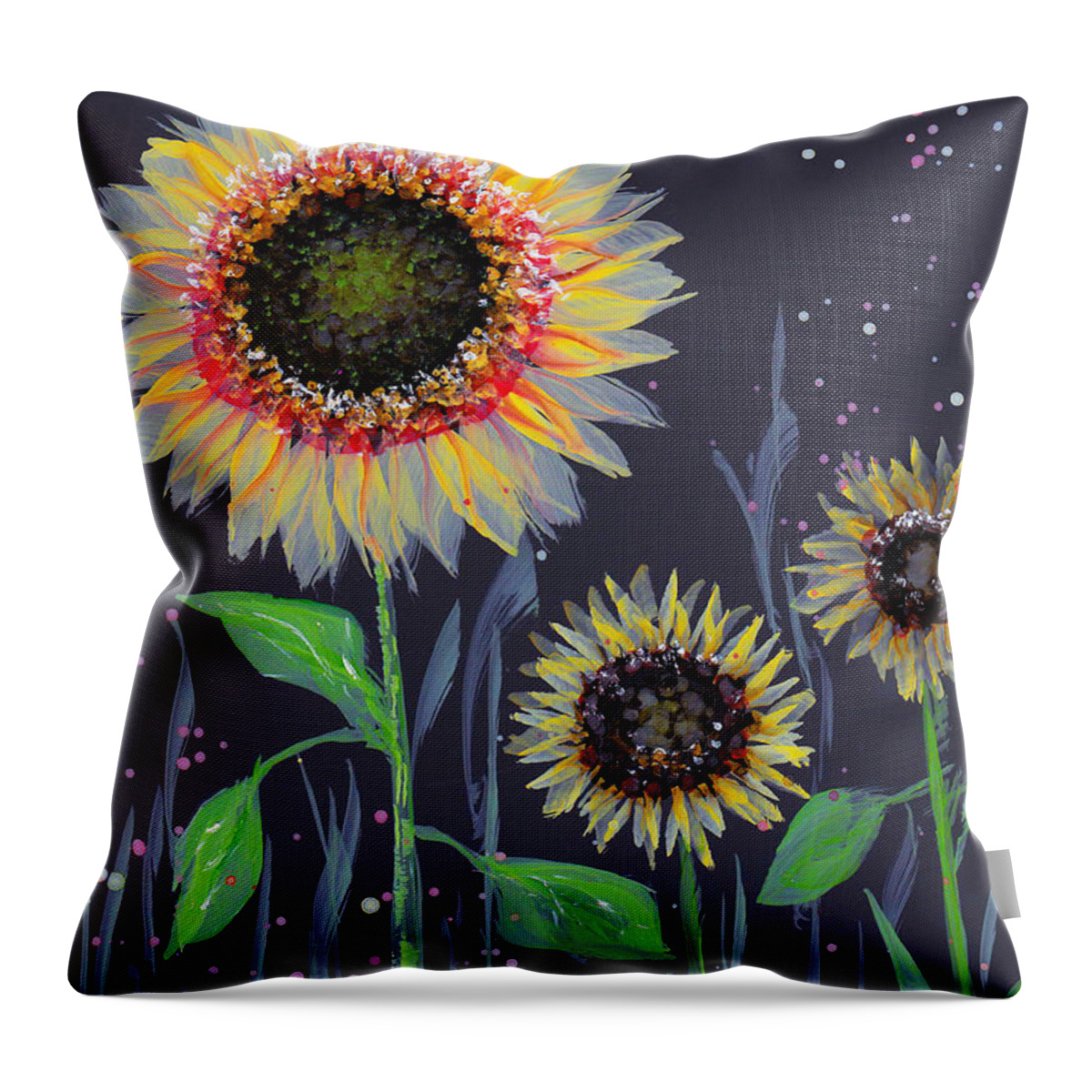 Sunflower Throw Pillow featuring the painting Brushed Sunflower No.2 by Kimberly Deene Langlois