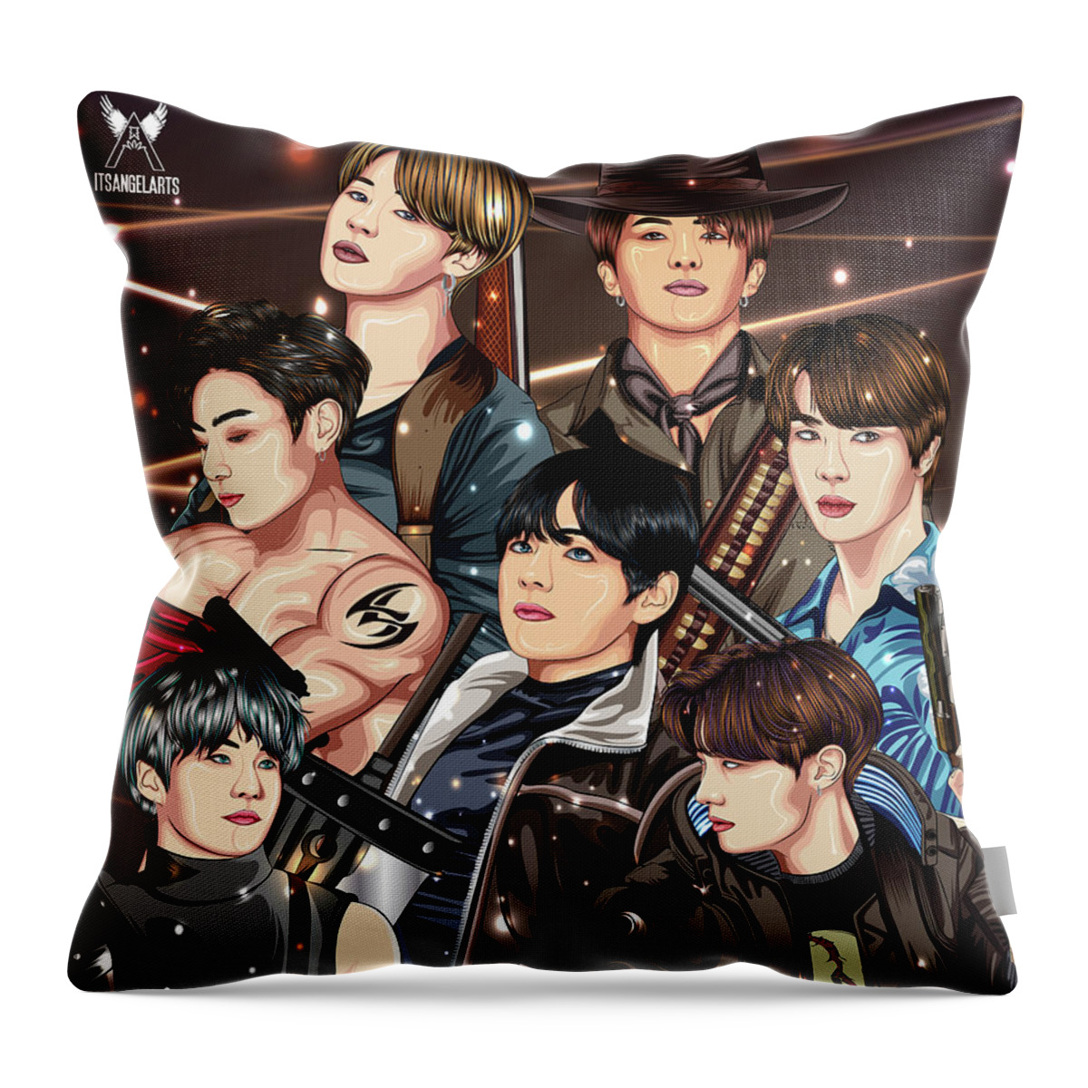 BTS as Game Characters Throw Pillow by Angel Arts - Fine Art America