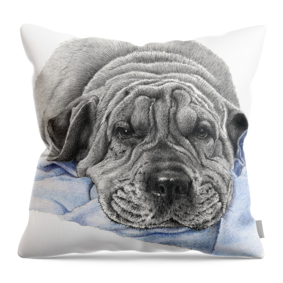 Dog Throw Pillow featuring the drawing Bubba by Louise Howarth
