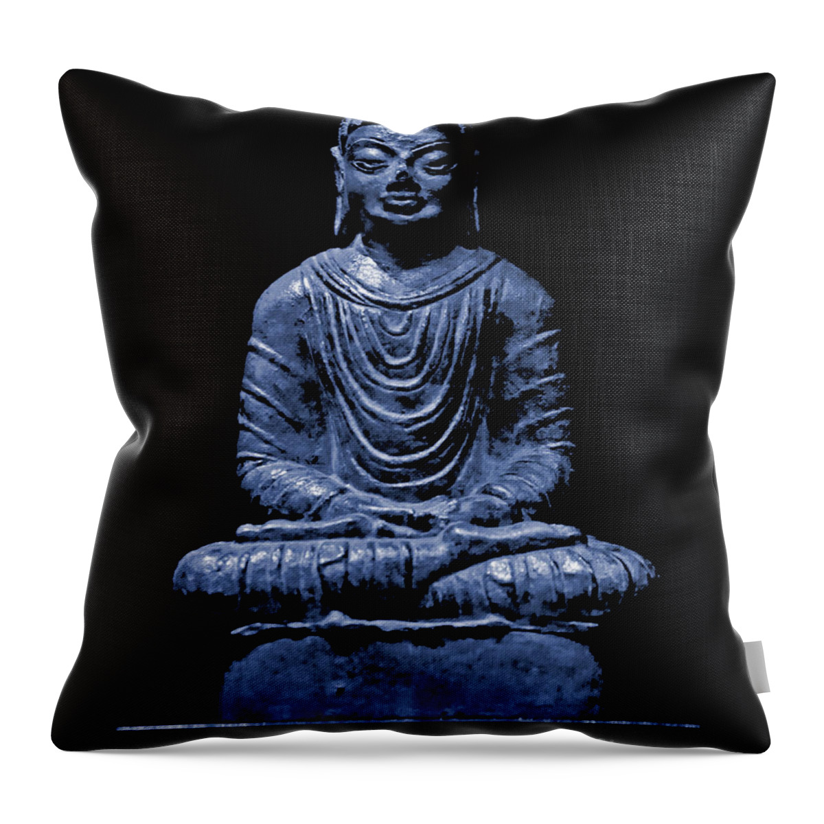Buddha Throw Pillow featuring the photograph Buddha Blue by Marisol VB