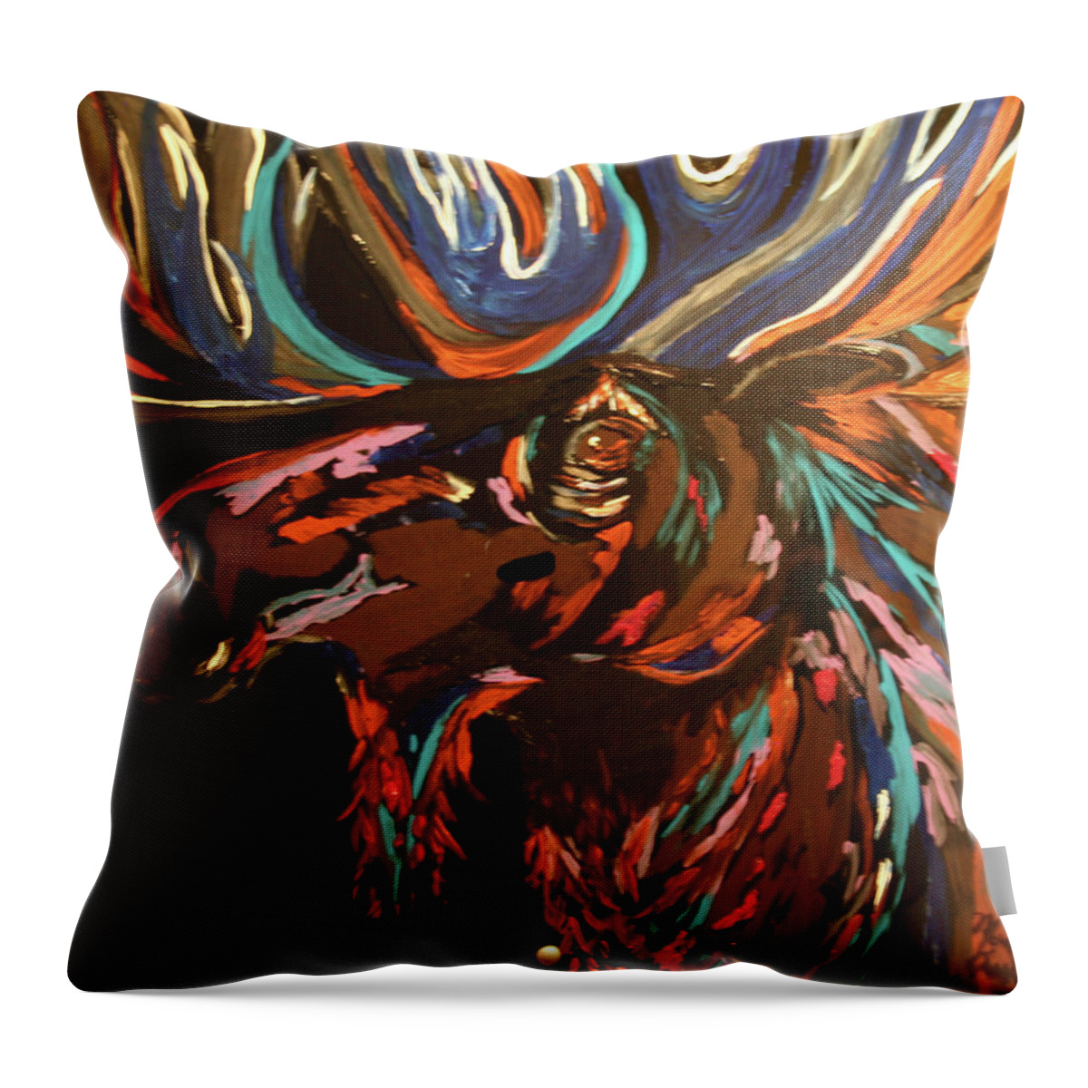Animals Throw Pillow featuring the painting Bullwinkel by Marilyn Quigley