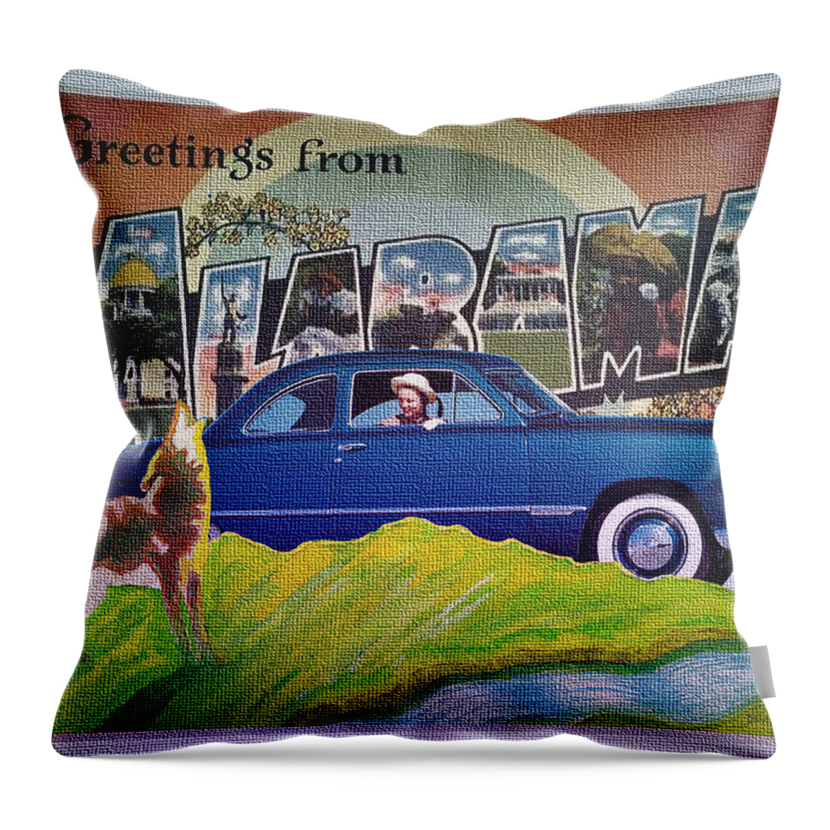 Dixie Road Trips Throw Pillow featuring the digital art Dixie Road Trips / Alabama by David Squibb