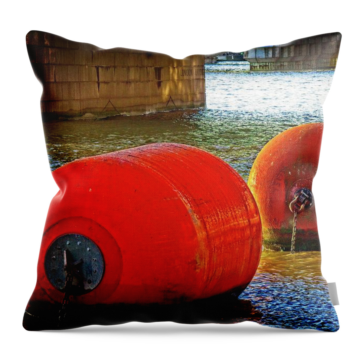 Floating Throw Pillow featuring the photograph Buoys Ahoy by David Desautel