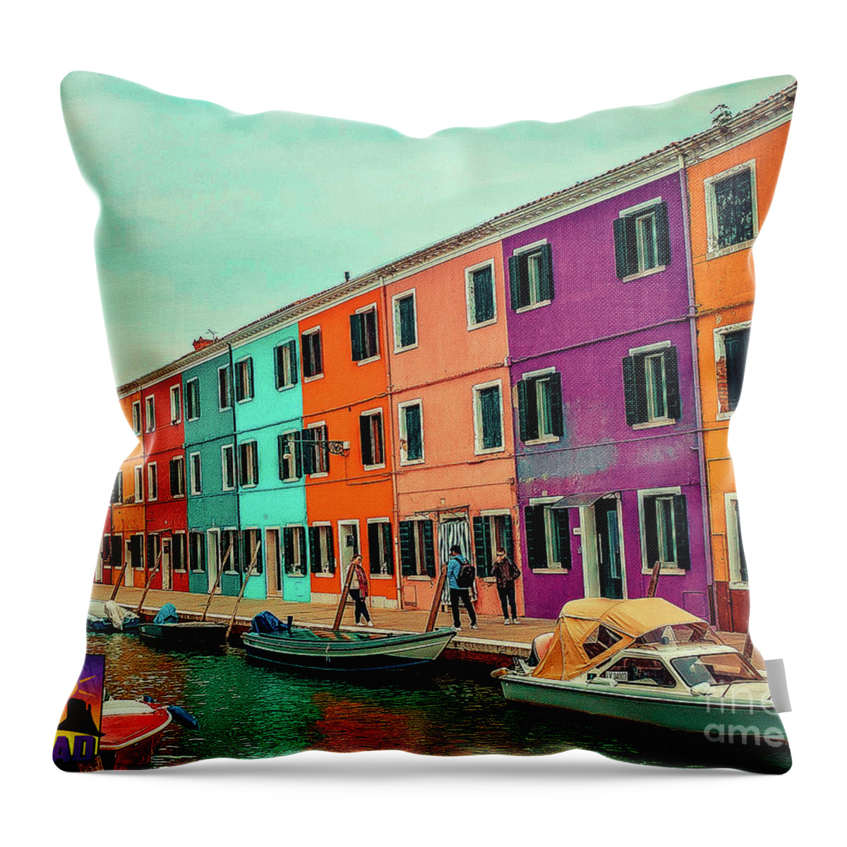  Throw Pillow featuring the photograph Burano, Italy #2 by Ken Arcia