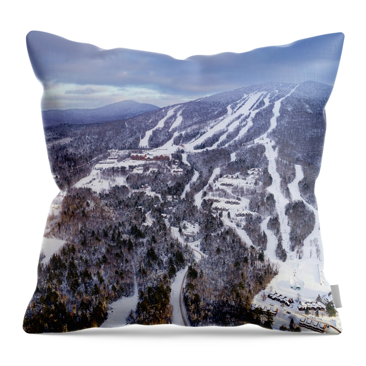 Burke Mountain Throw Pillow featuring the photograph Burke Mountain #2 - March 2020 by John Rowe