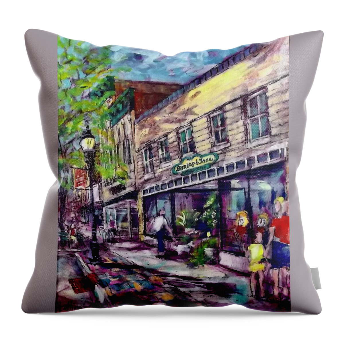 Painting Throw Pillow featuring the painting Burlap and Lace by Les Leffingwell