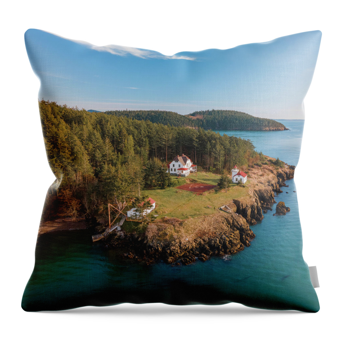 Lighthouse Throw Pillow featuring the photograph Burrows Island Lighthouse #3 by Michael Rauwolf