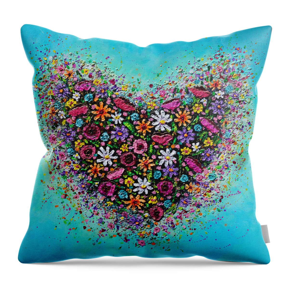 Heart Throw Pillow featuring the painting Bursting with Love by Amanda Dagg
