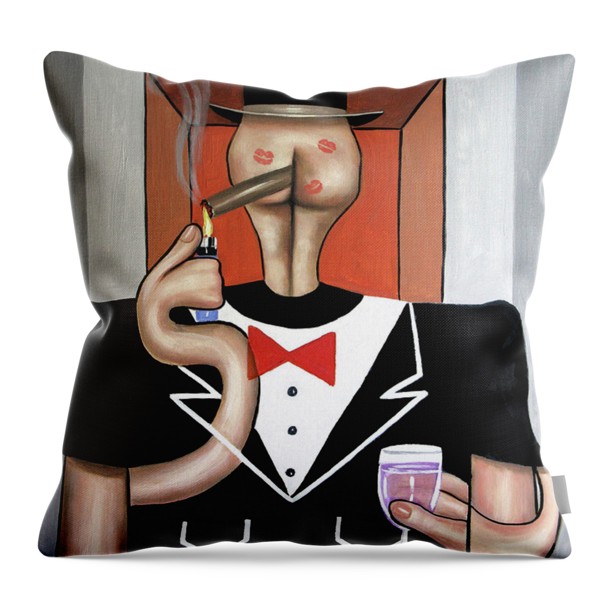 Butthead Throw Pillow featuring the painting Butthead by Anthony Falbo