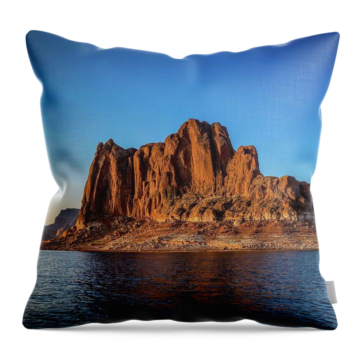 Lake Powell Throw Pillow featuring the photograph Butte at sunrise by Bradley Morris