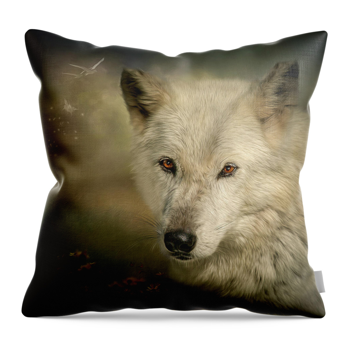 Wolf Throw Pillow featuring the digital art Buttercup by Maggy Pease