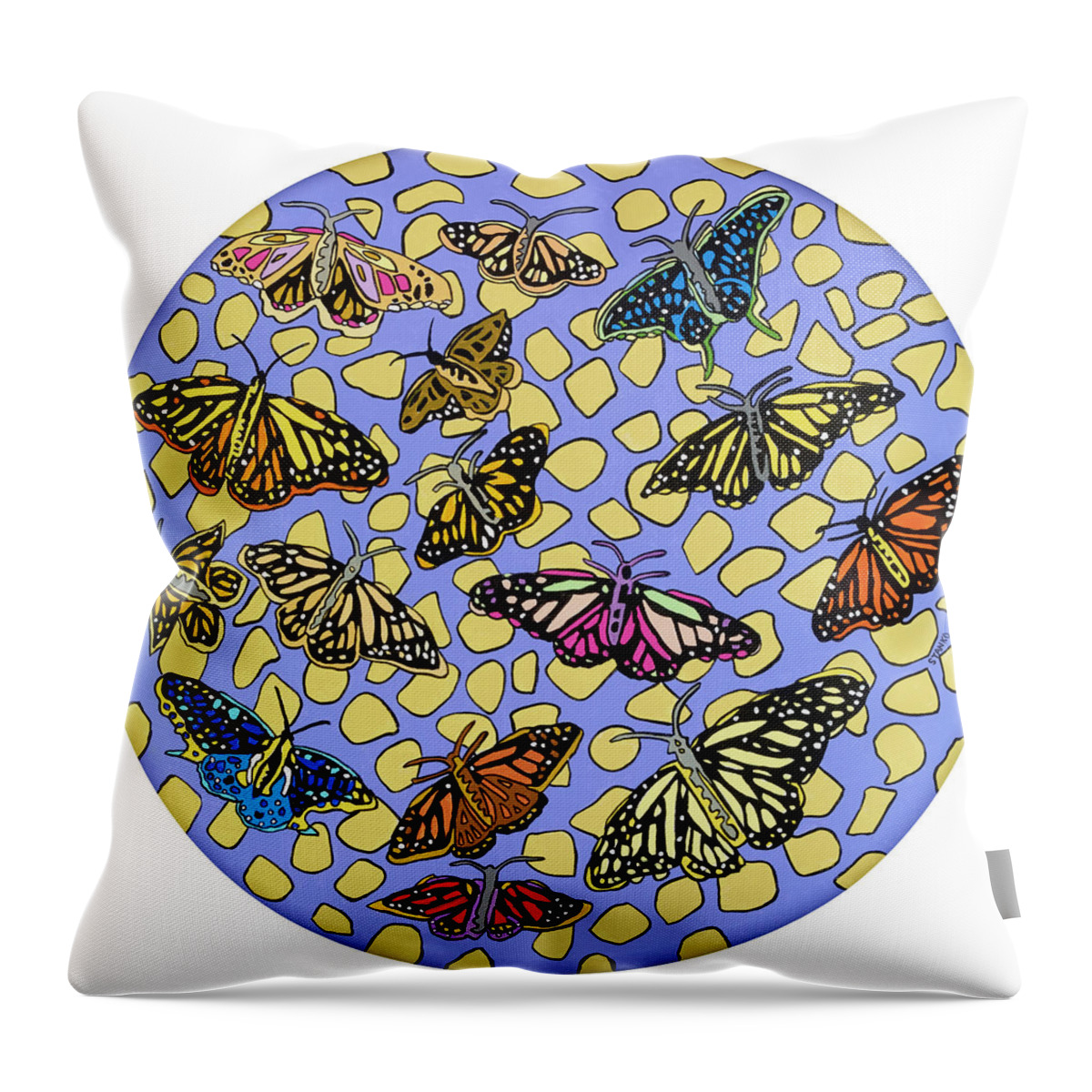 Butterfly Butterflies Pop Art Throw Pillow featuring the painting Butterflies by Mike Stanko