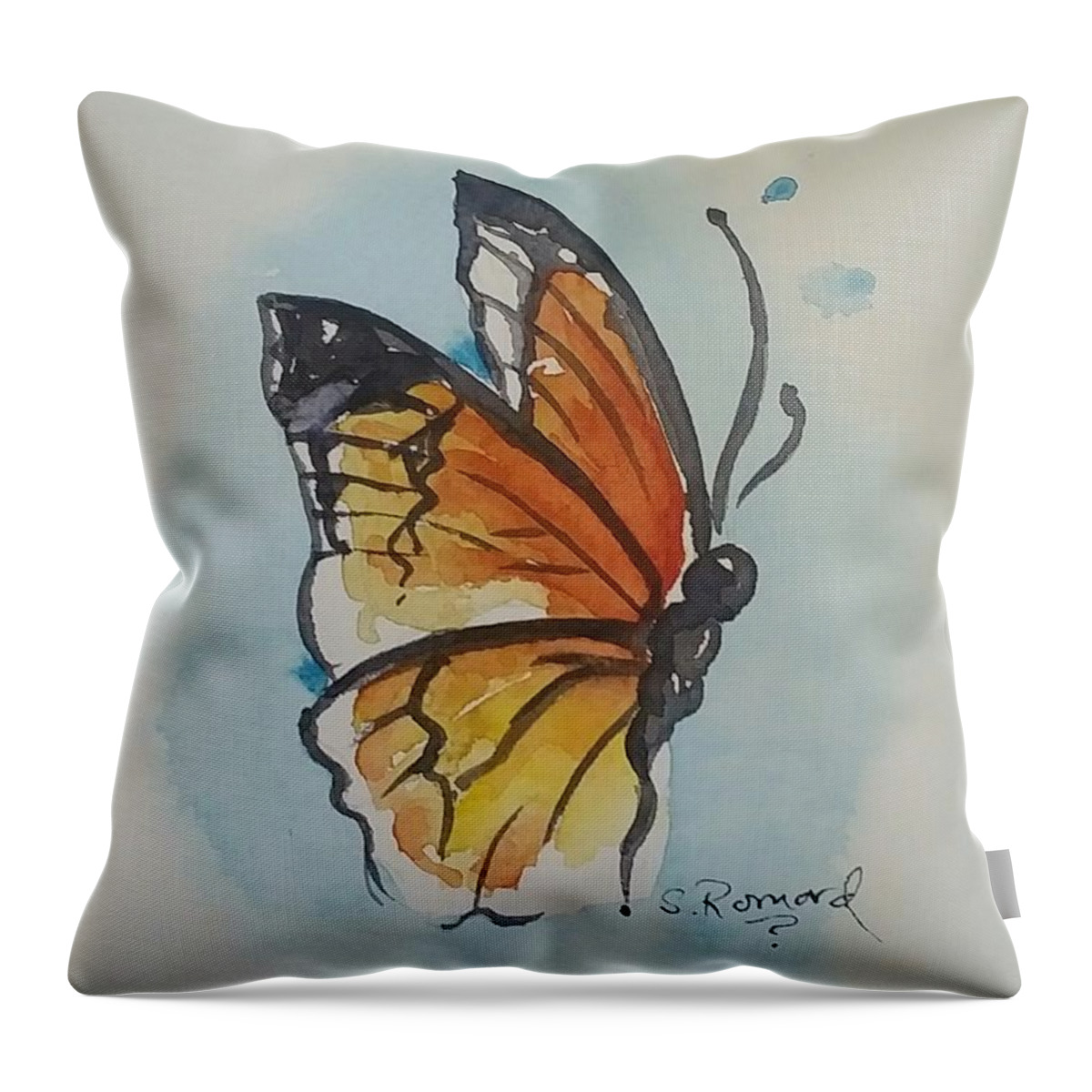  Throw Pillow featuring the painting Butterfly by Sheila Romard