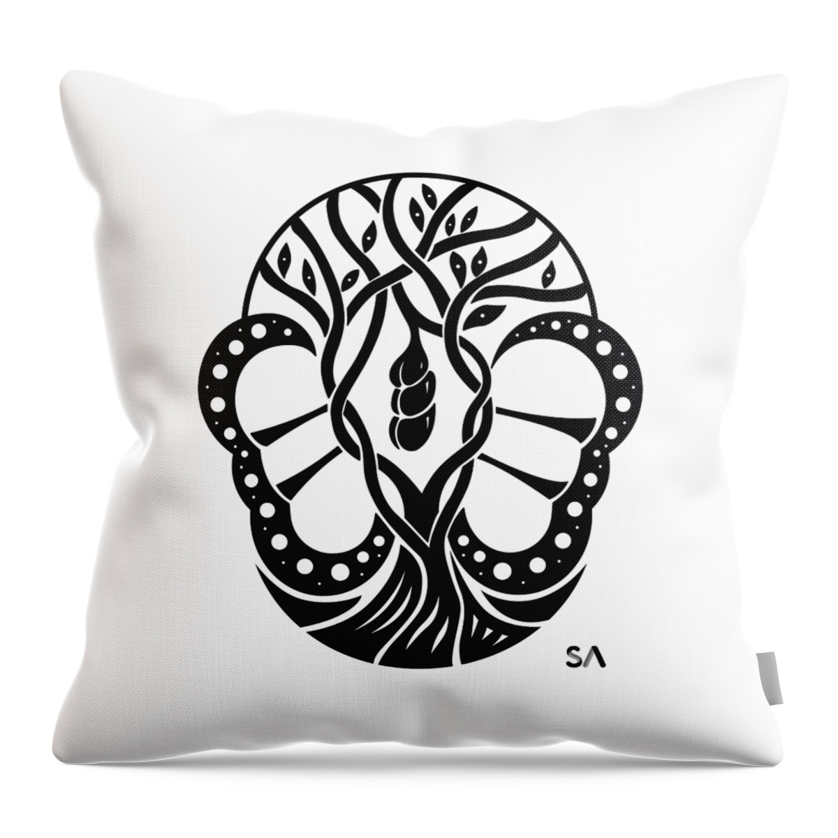 Black And White Throw Pillow featuring the digital art Butterfly by Silvio Ary Cavalcante