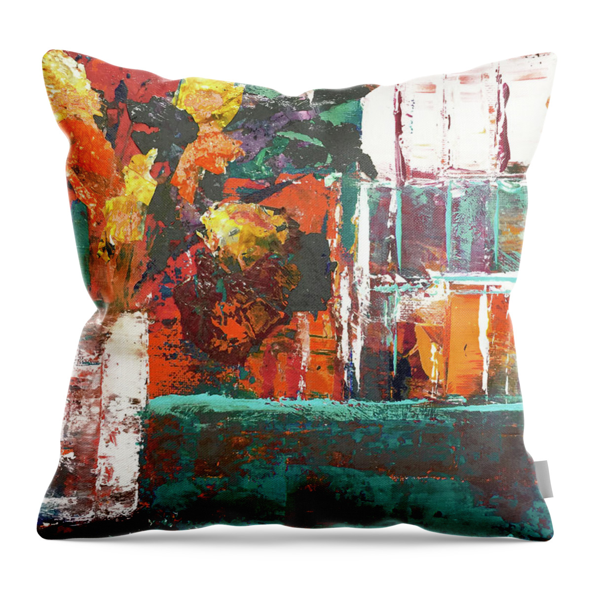 Other Throw Pillow featuring the mixed media By the Other Window by Linda Bailey