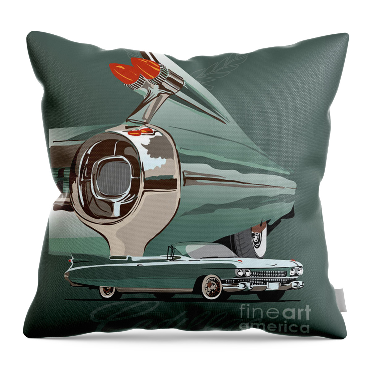 Cadillac Bolero Throw Pillow featuring the painting Cadillac Bolero by Sassan Filsoof