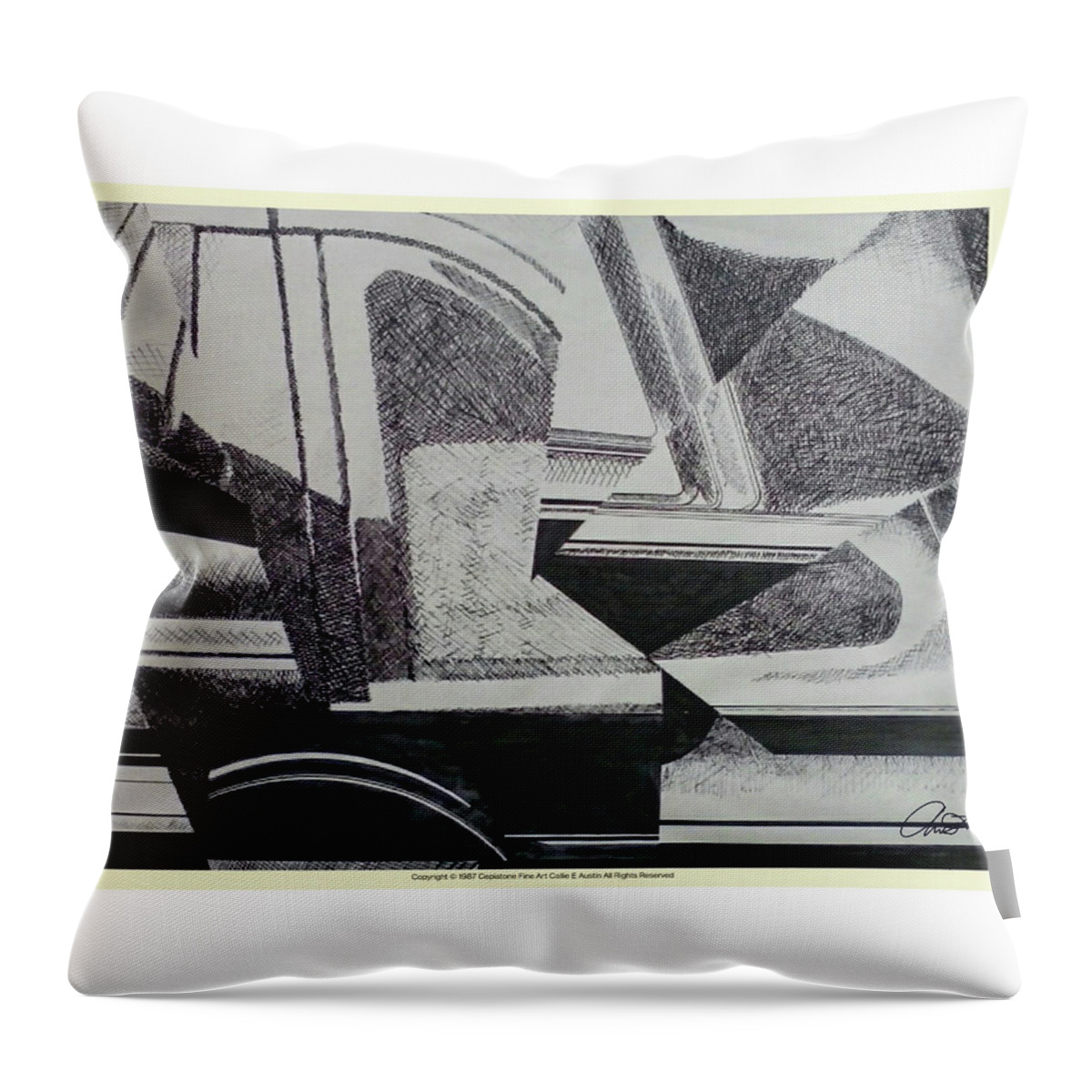 Cadillac Throw Pillow featuring the drawing Cadillac cubism by Cepiatone Fine Art Callie E Austin