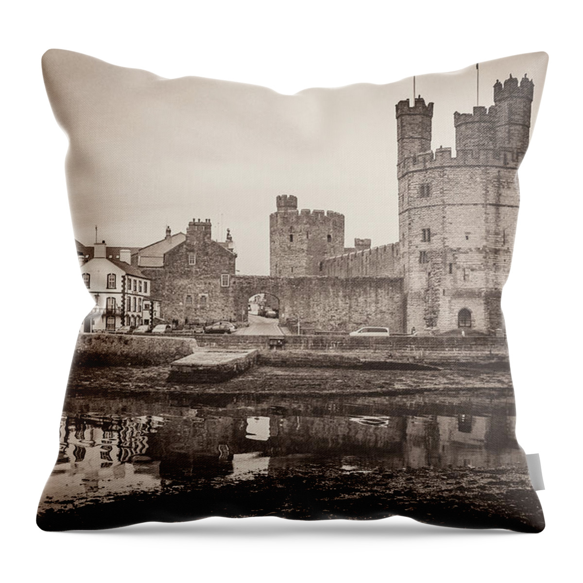 Caernarfon Castle Throw Pillow featuring the photograph Caernarfon Castle by Rob Hemphill